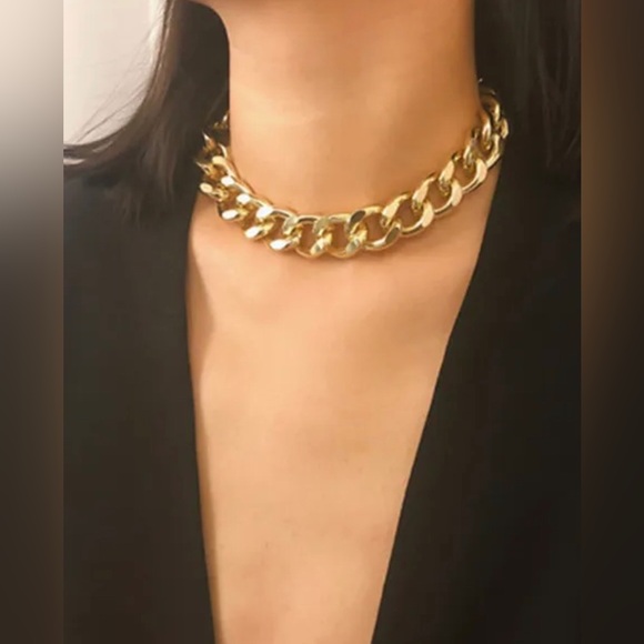 barius Jewelry - New GOLD CHUNKY CHAIN CHOKER NECKLACE